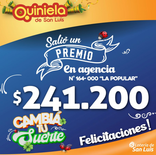 ¡Salió un premio de Quiniela en Villa Mercedes!